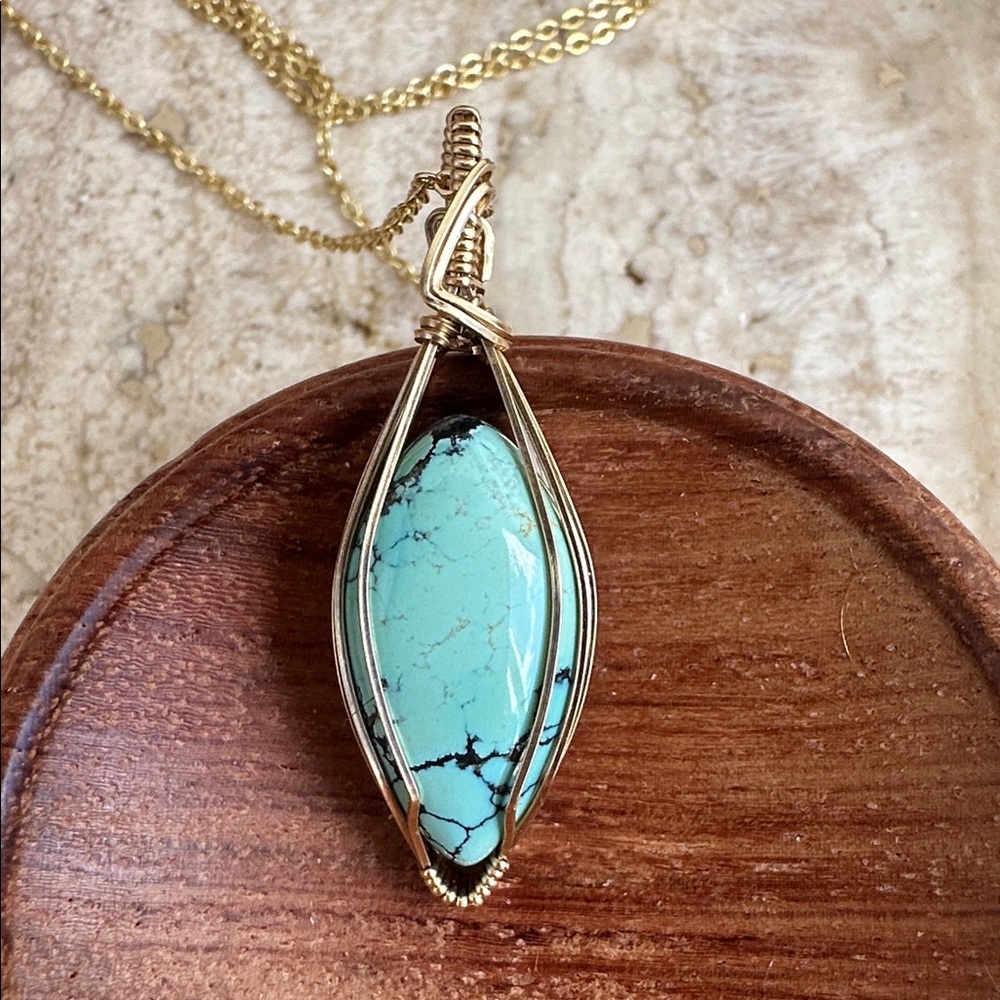14k Gold Filled Turquoise Necklace with 18 inch Gold Filled Chain